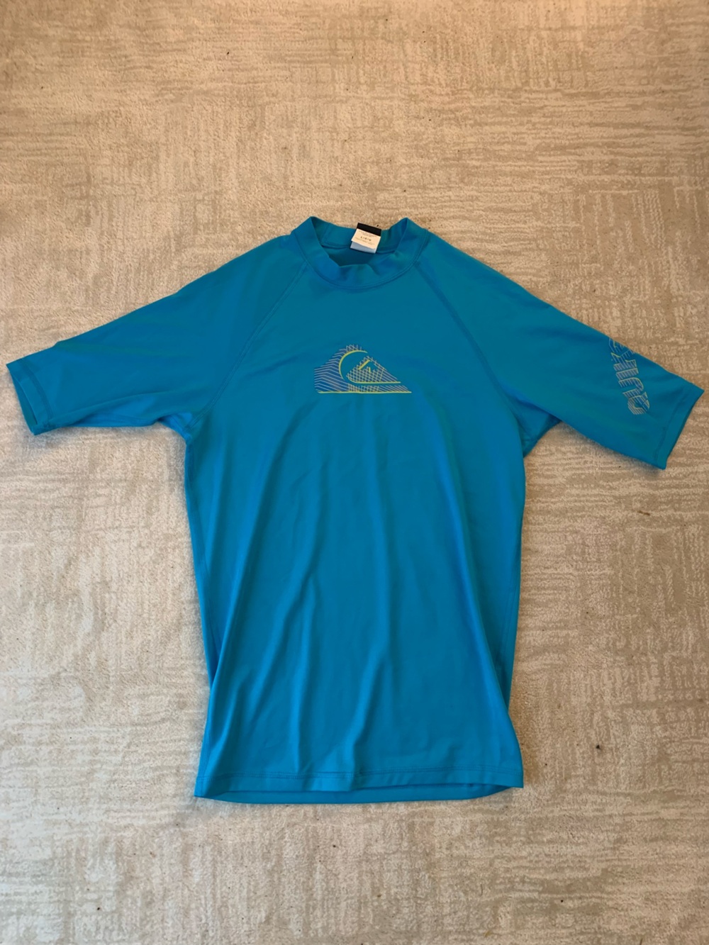 Quiksilver Bright Blue Men's Short Sleeve Rash Guard Swim Shirt